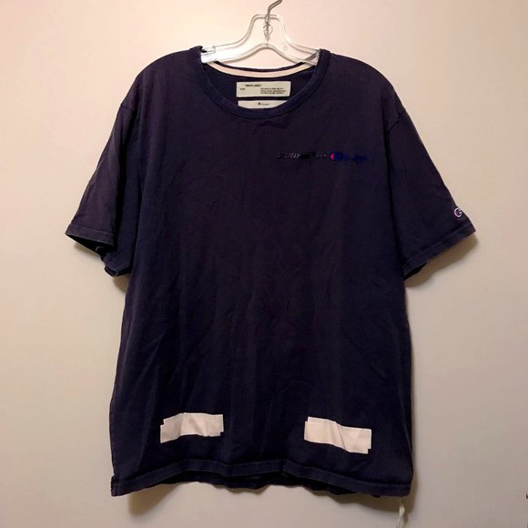 Authentic Off-White x Champion Tee (Blue & White) - Picture 1 of 6